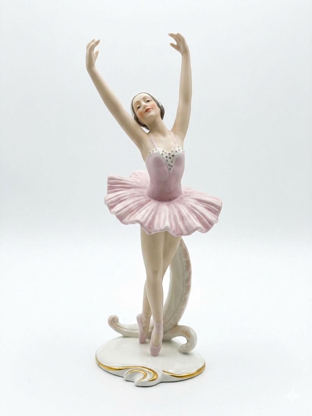 Porcelain Pink Ballerina Figurine - Elegant Home Accent